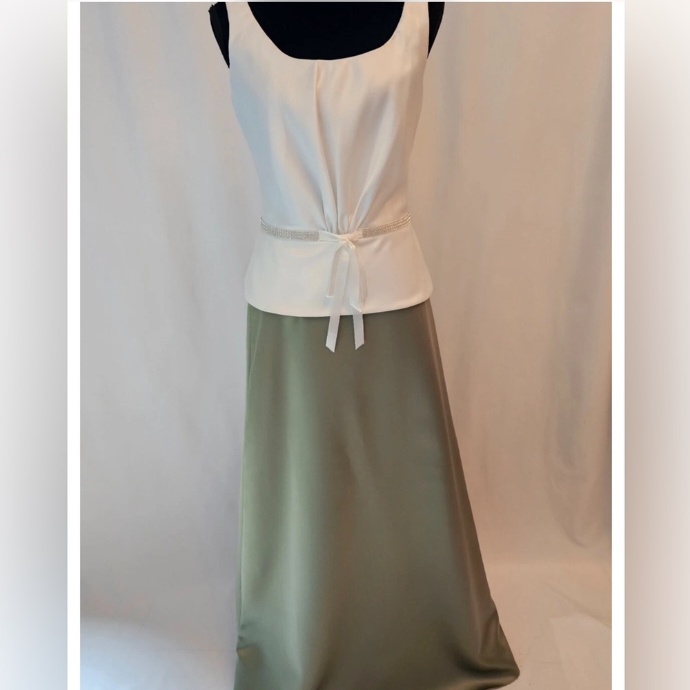Cache White and Olive Dress with Bow Detail